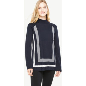 Ann Taylor Color Block Blue Sweater Sport M NWT